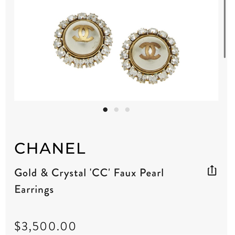 💥SOLD💥 CHANEL 💎 Ultra Rare Vintage XL Barbie CC Rhinestone Pearl Clip Earrings - Picture 10 of 10